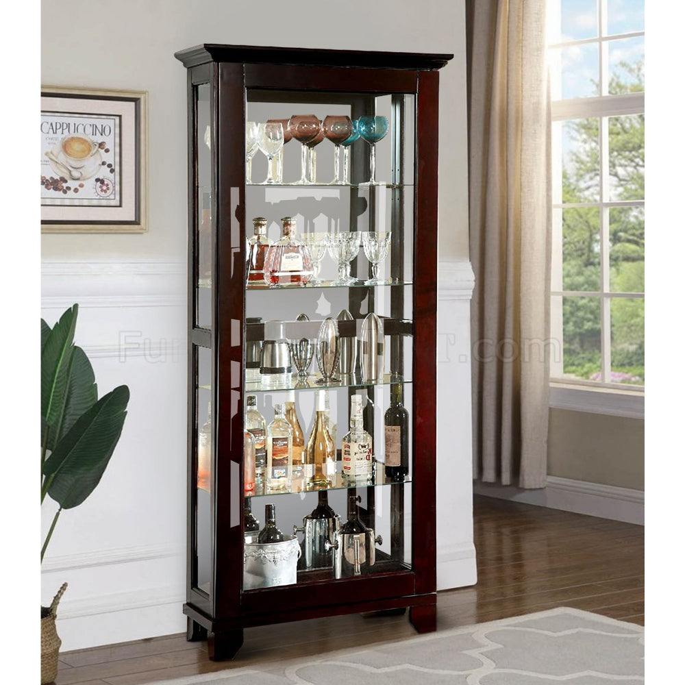 Benzara Curio Cabinate In Cappuccino Finish