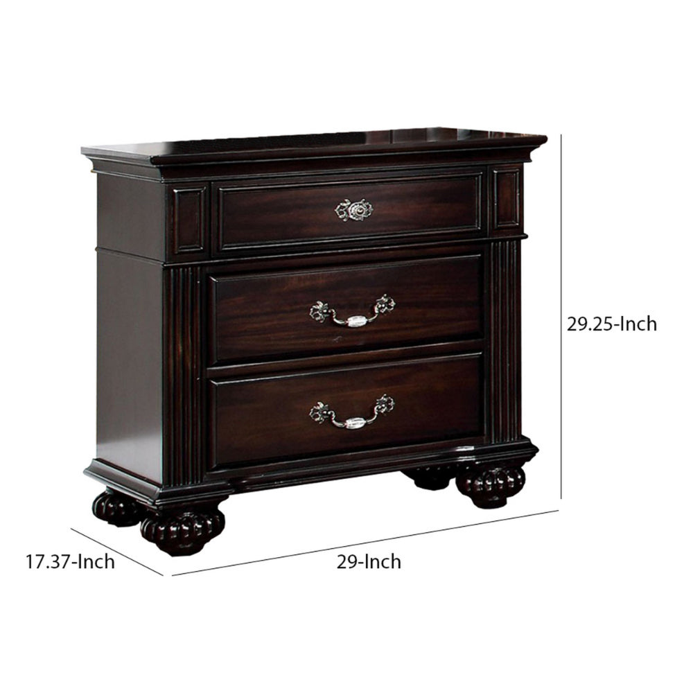 Benzara Syracuse Traditional Style Beautiful Nightstand, Dark Walnut