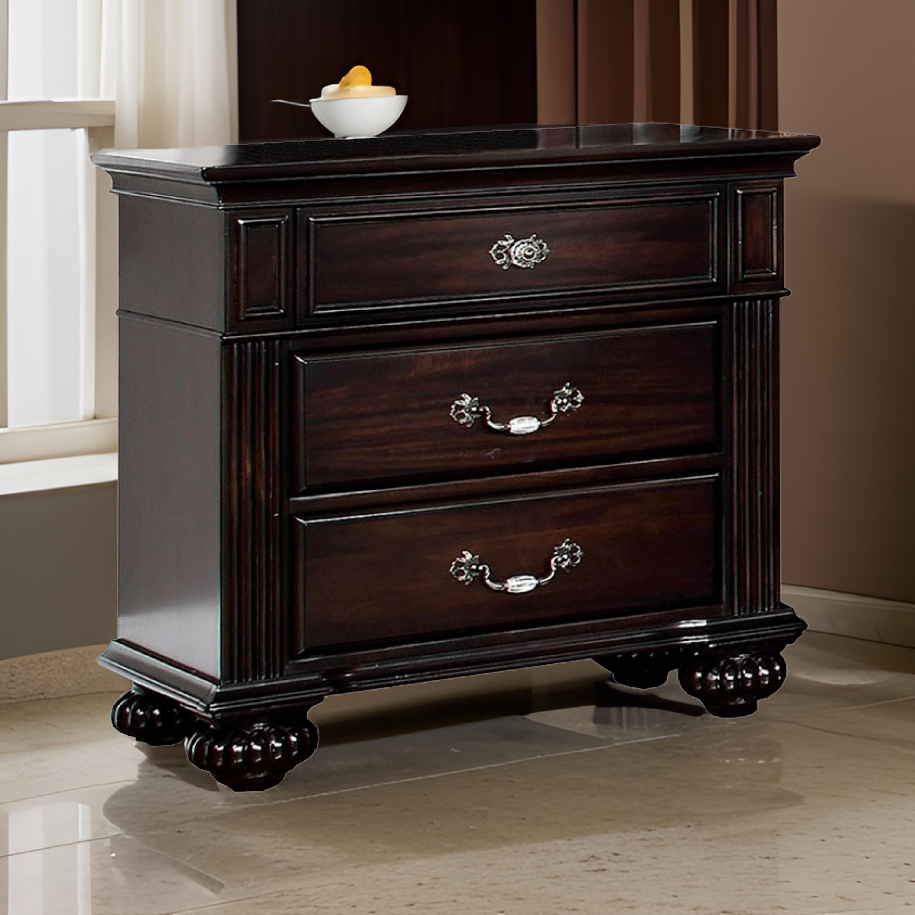 Benzara Syracuse Traditional Style Beautiful Nightstand, Dark Walnut