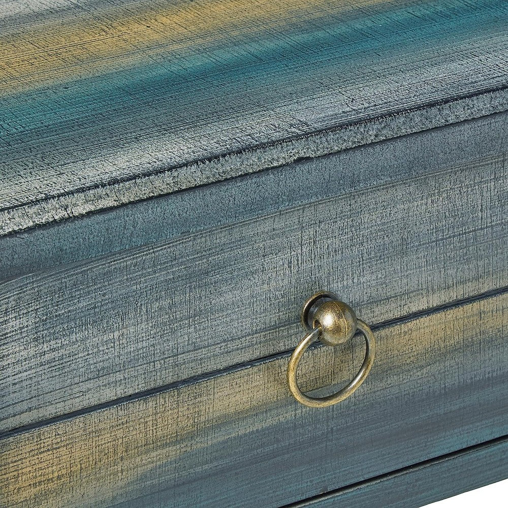 ACME Glancio Beautiful Console Table, Antique Oak & Teal Blue