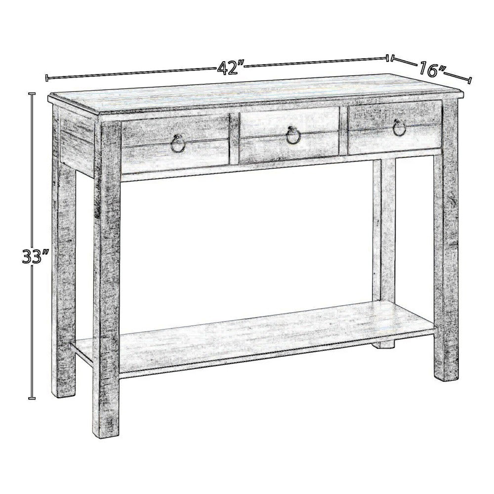 ACME Glancio Beautiful Console Table, Antique Oak & Teal Blue