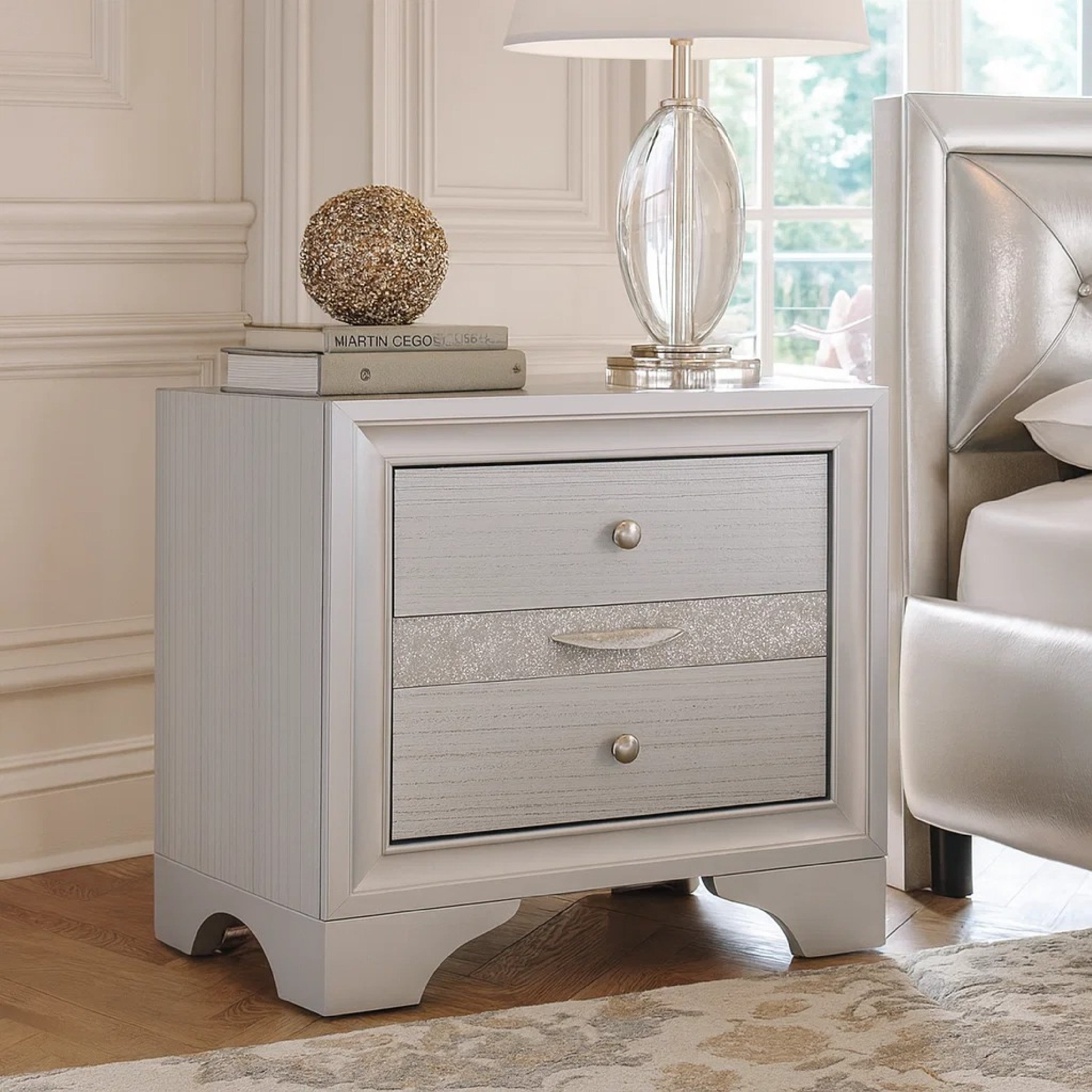 ACME Stylish 3 Drawers Wood Nightstand By Naima , White