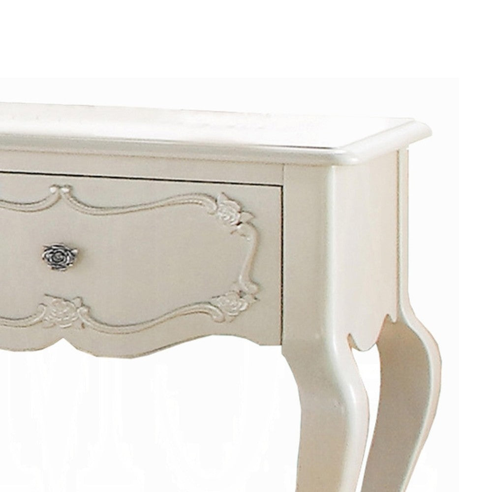 ACME Beautiful Wood Nightstand By Edalene, Pearl White