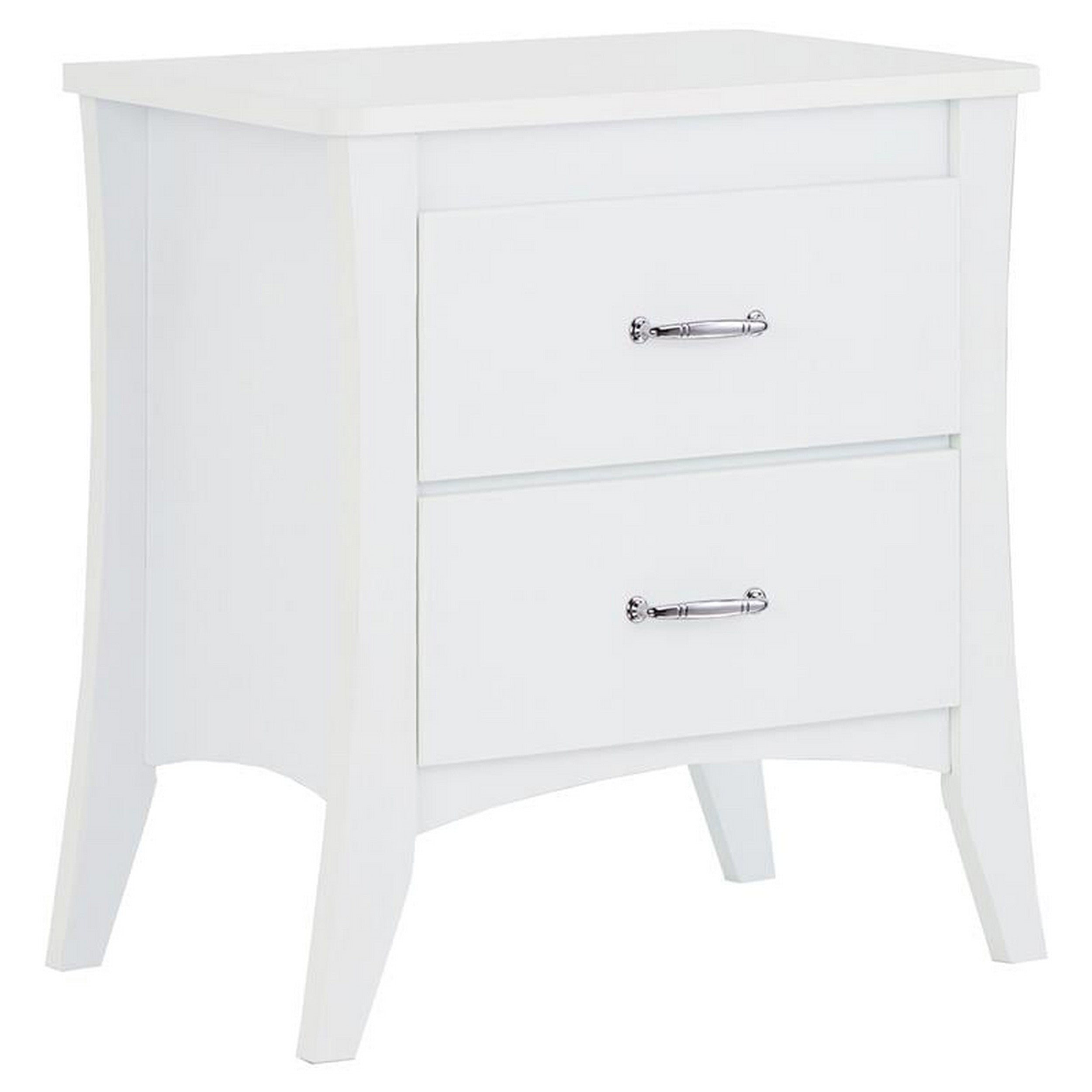 ACME Contemporary Style 2 Drawers Wood Nightstand By Babb, White
