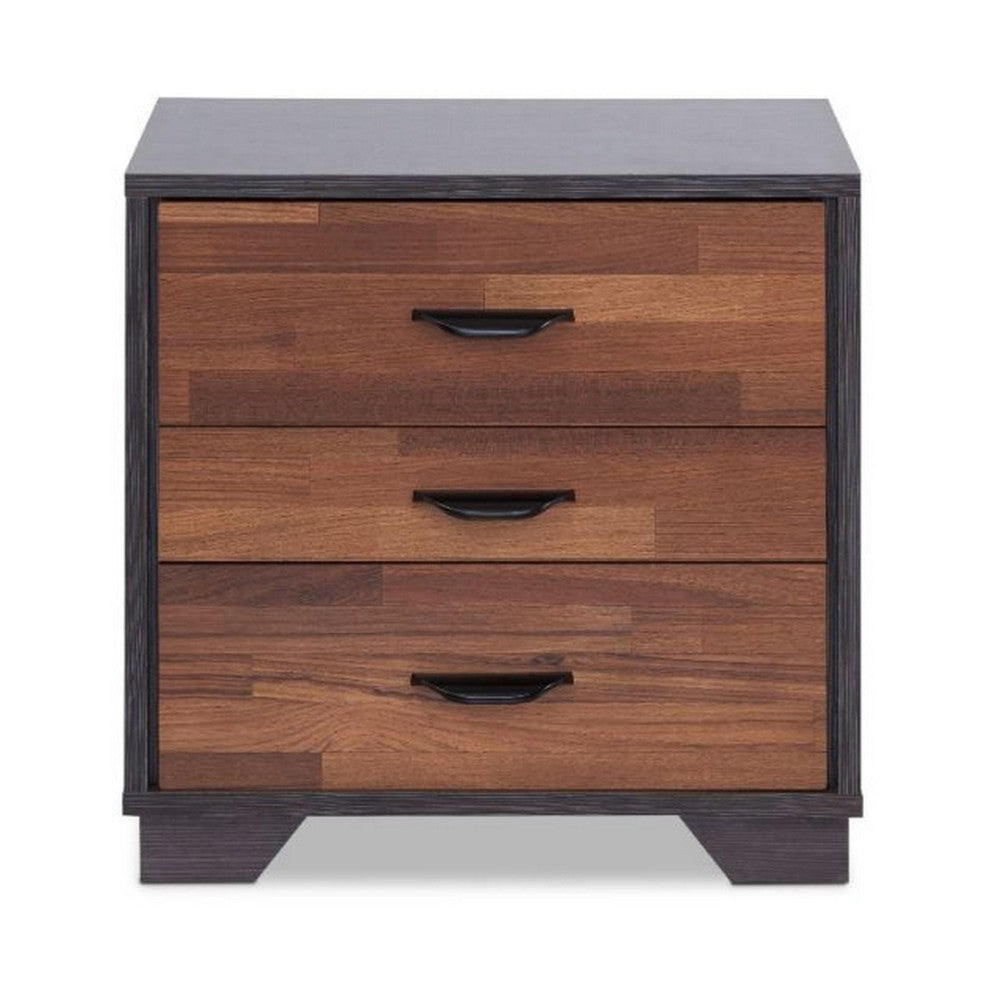 ACME Rectangular 3 Drawers Wood Nightstand By Eloy, Brown
