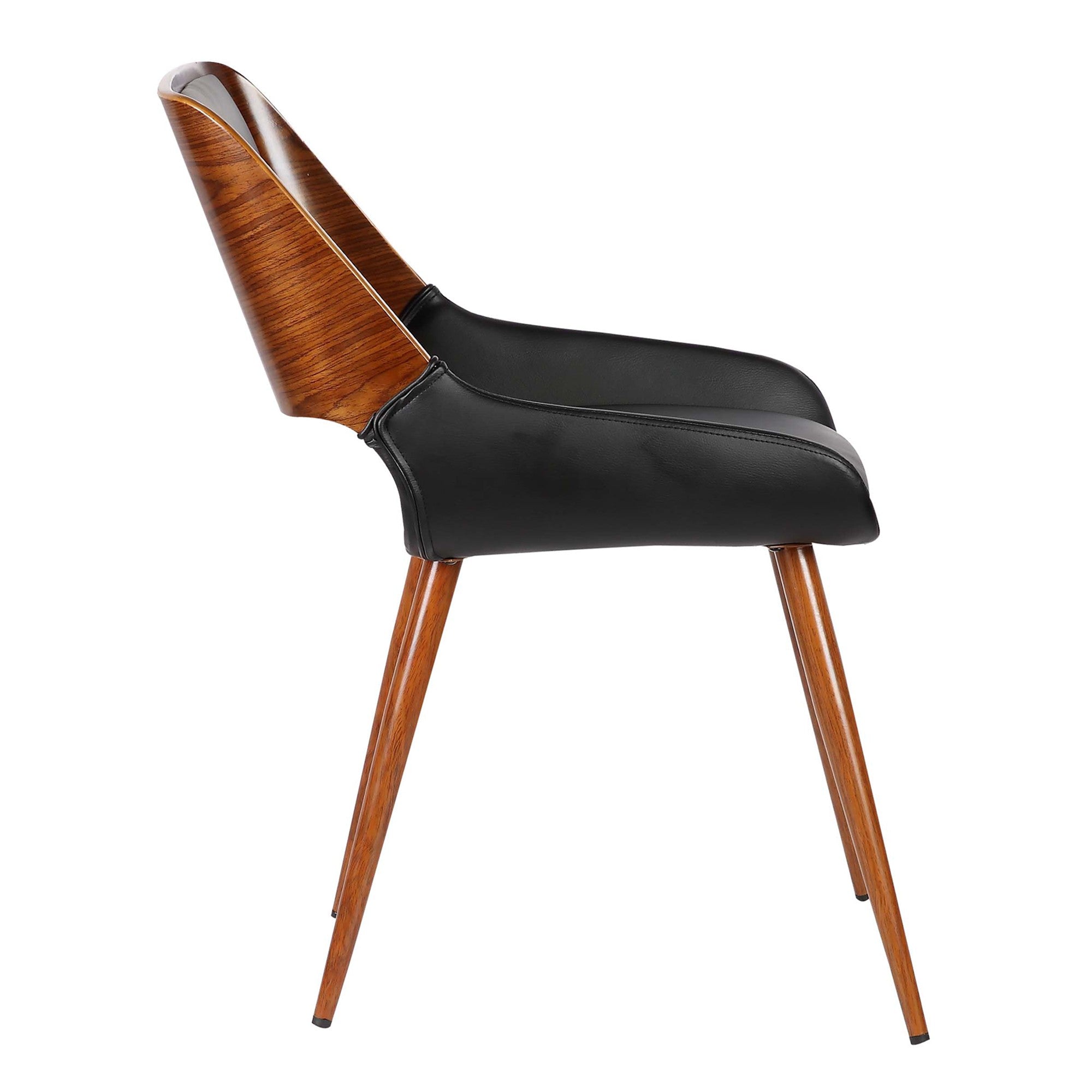 Benjara Armen Living Panda Mid-Century Dining Chair in Walnut Finish And Black Pu