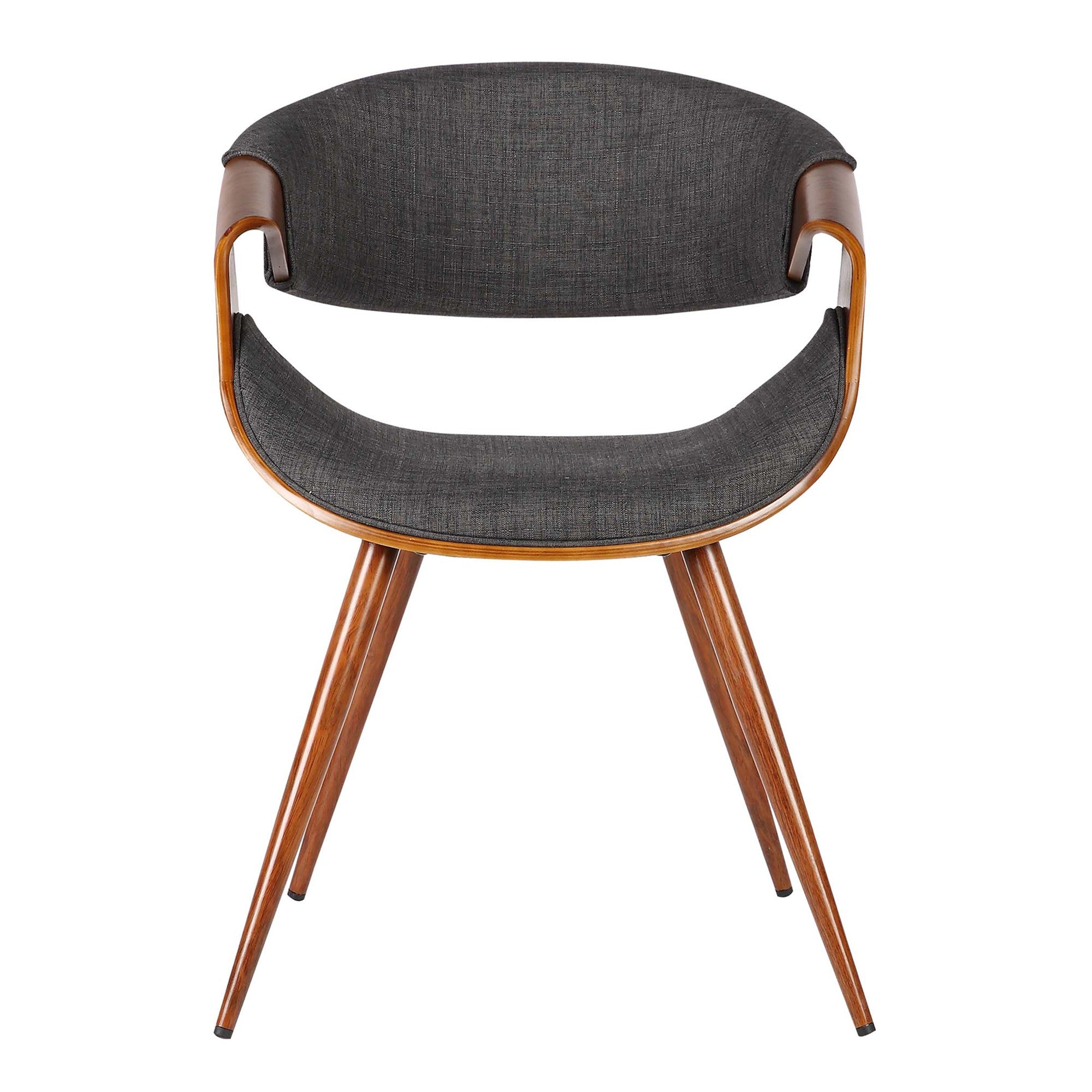 Benjara Curved Back Fabric Dining Chair With Round Tapered Legs, Brown And Gray