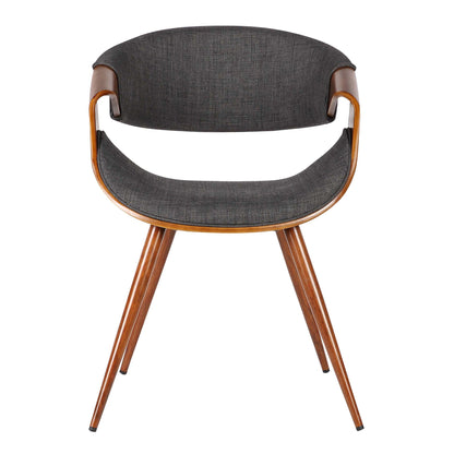 Benjara Curved Back Fabric Dining Chair With Round Tapered Legs, Brown And Gray
