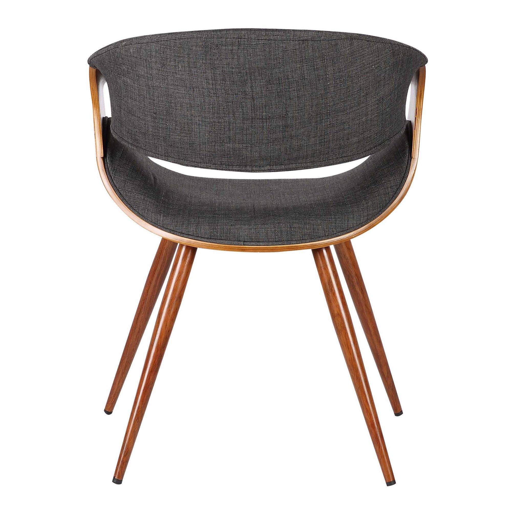 Benjara Curved Back Fabric Dining Chair With Round Tapered Legs, Brown And Gray
