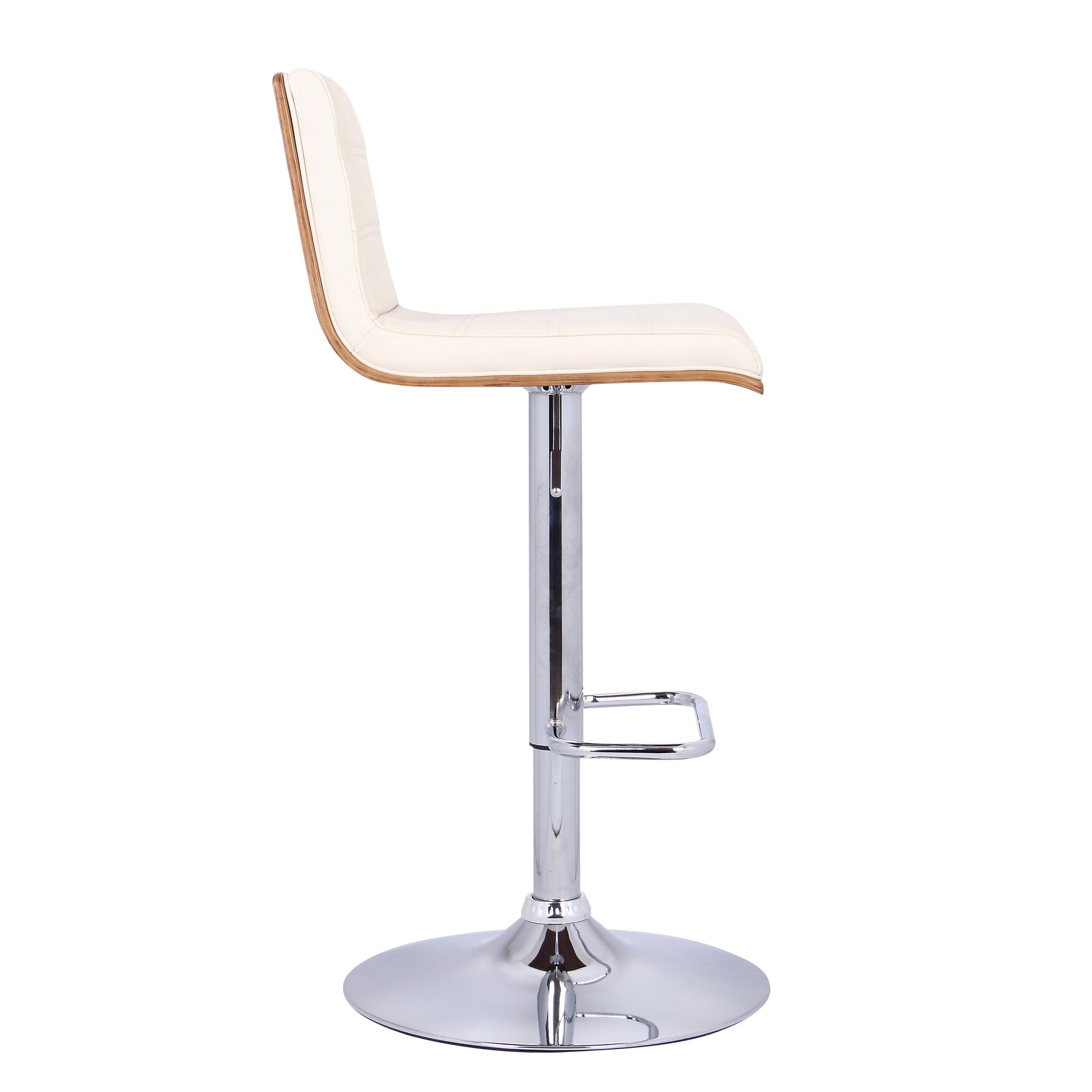 Benjara Armen Living Aubrey Barstool Chrome Base finish with Cream Pu And Walnut Back