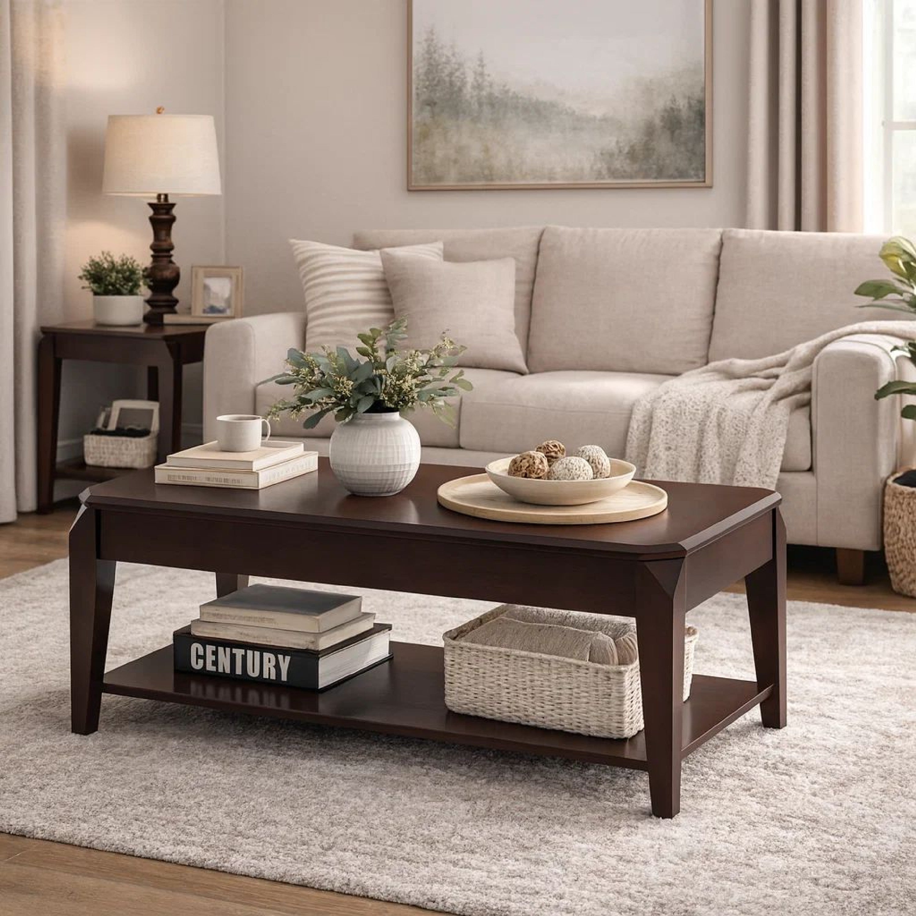 ACME Innovative Coffee Table with Lift Top, Walnut Brown
