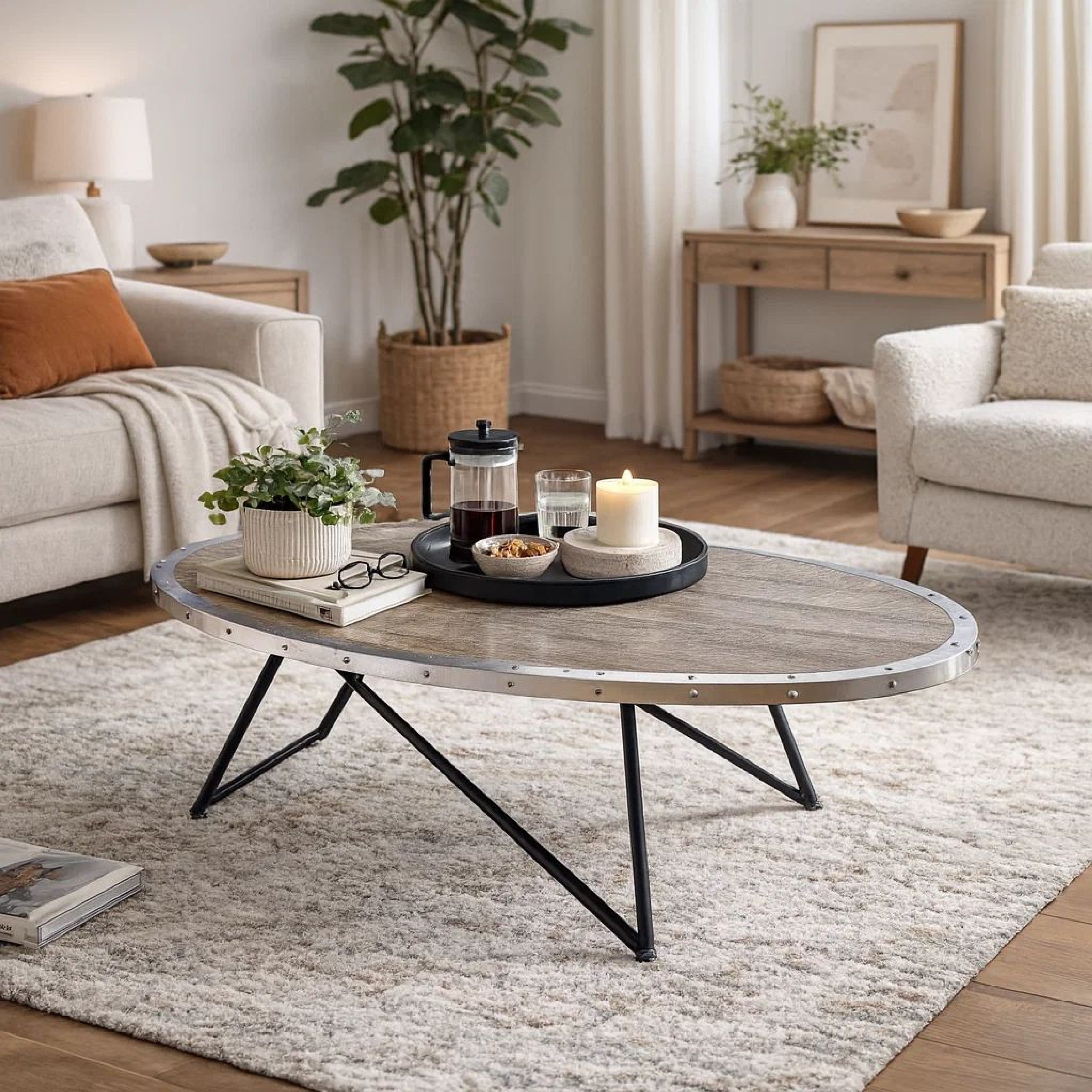 ACME Vintage Coffee Table, Weathered Gray Oak