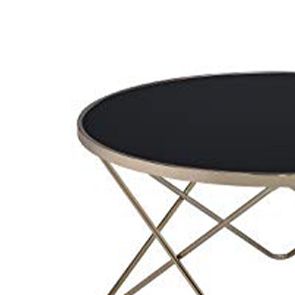 ACME Alluring Coffee Table, Black Glass & Gold