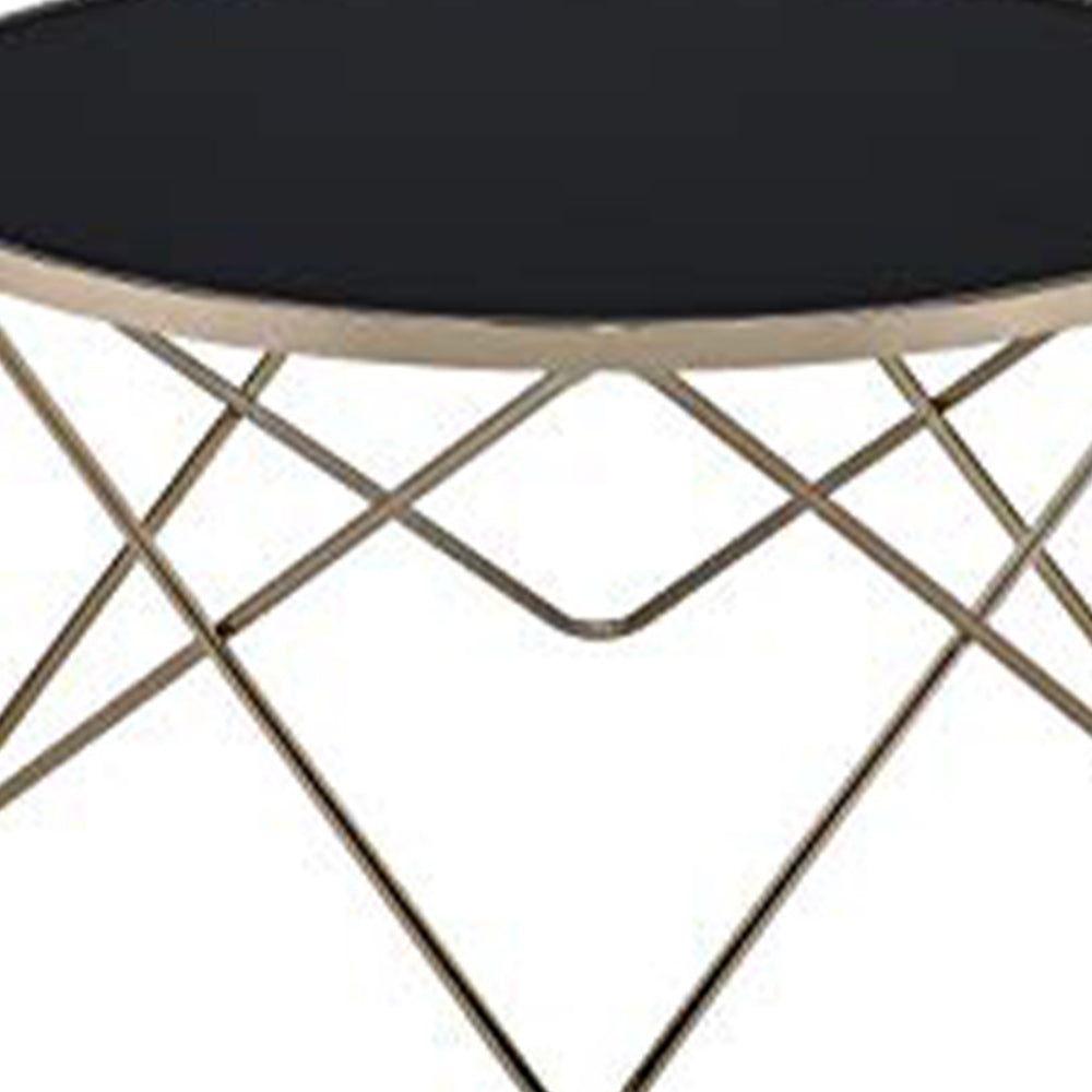ACME Alluring Coffee Table, Black Glass & Gold