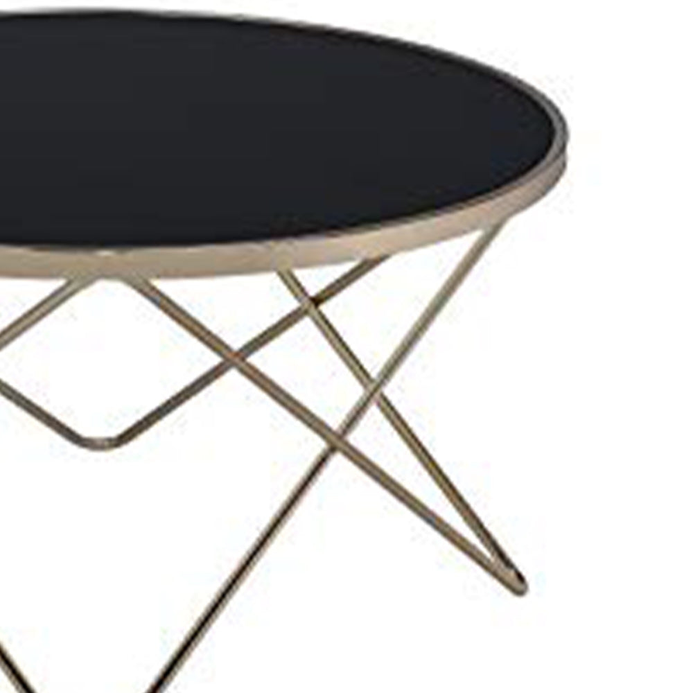 ACME Alluring Coffee Table, Black Glass & Gold