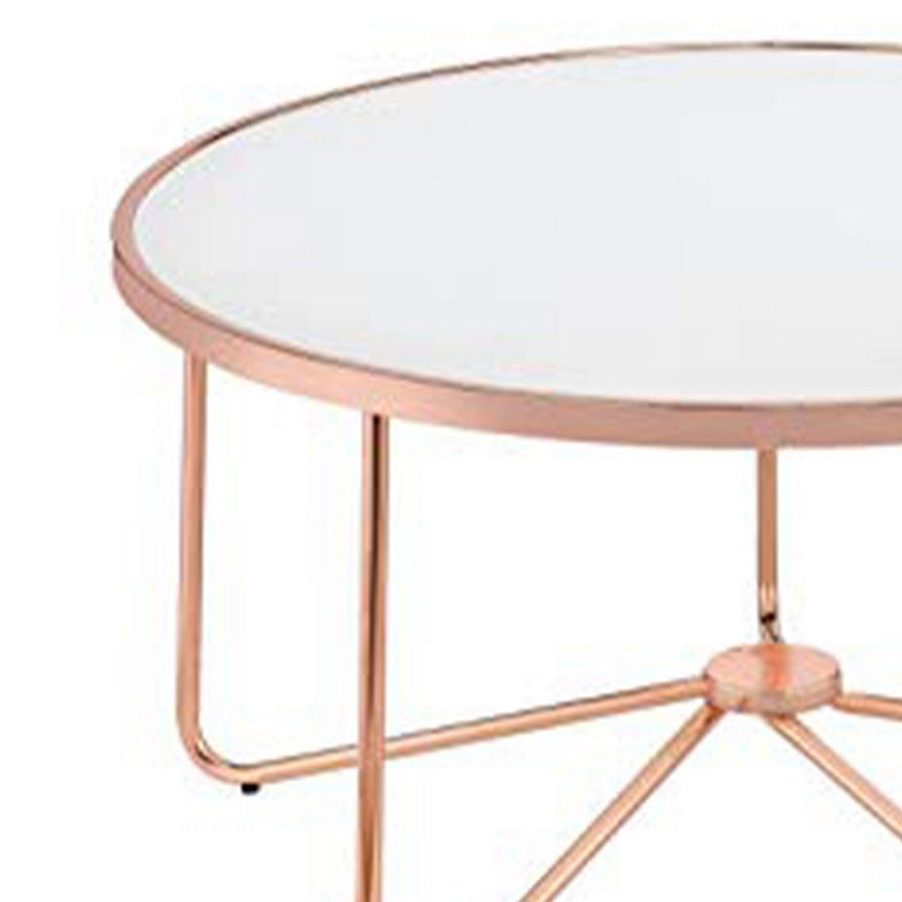ACME Striking Coffee Table, Frosted Glass & Rose Gold
