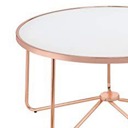 ACME Striking Coffee Table, Frosted Glass & Rose Gold