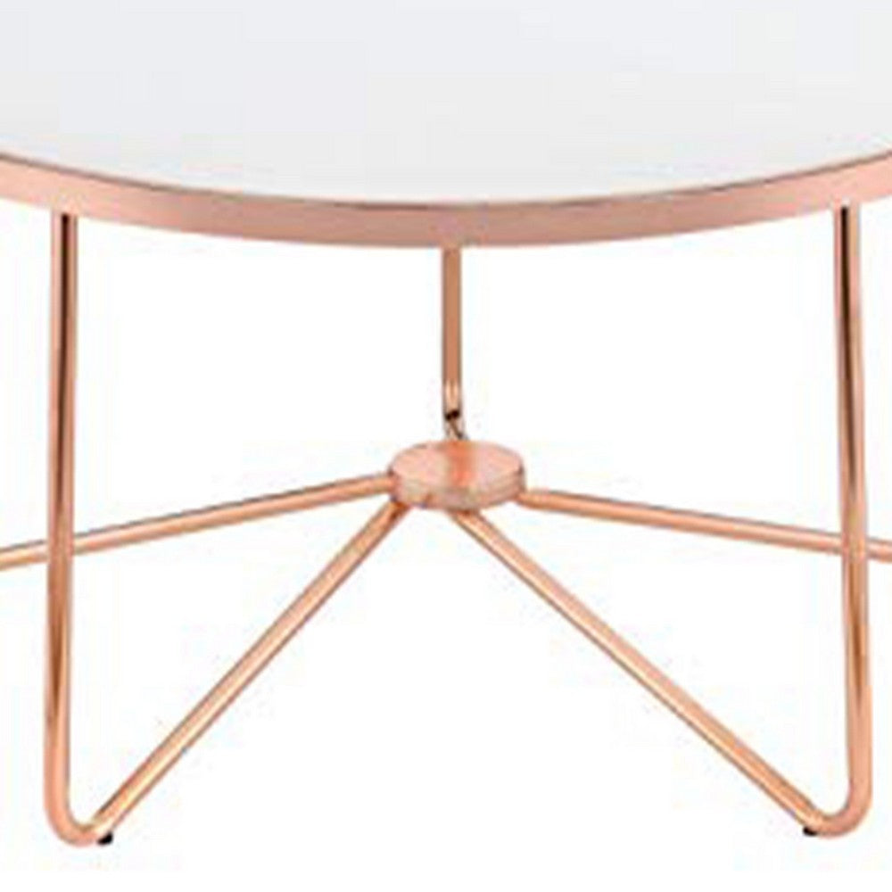 ACME Striking Coffee Table, Frosted Glass & Rose Gold