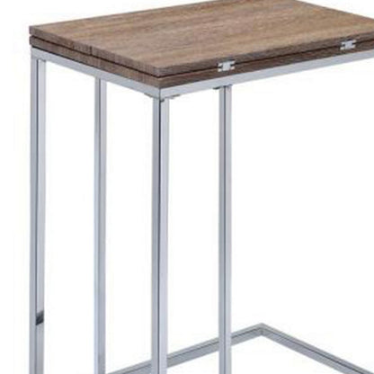 ACME Vogue Side Table, Weathered Oak & Chrome