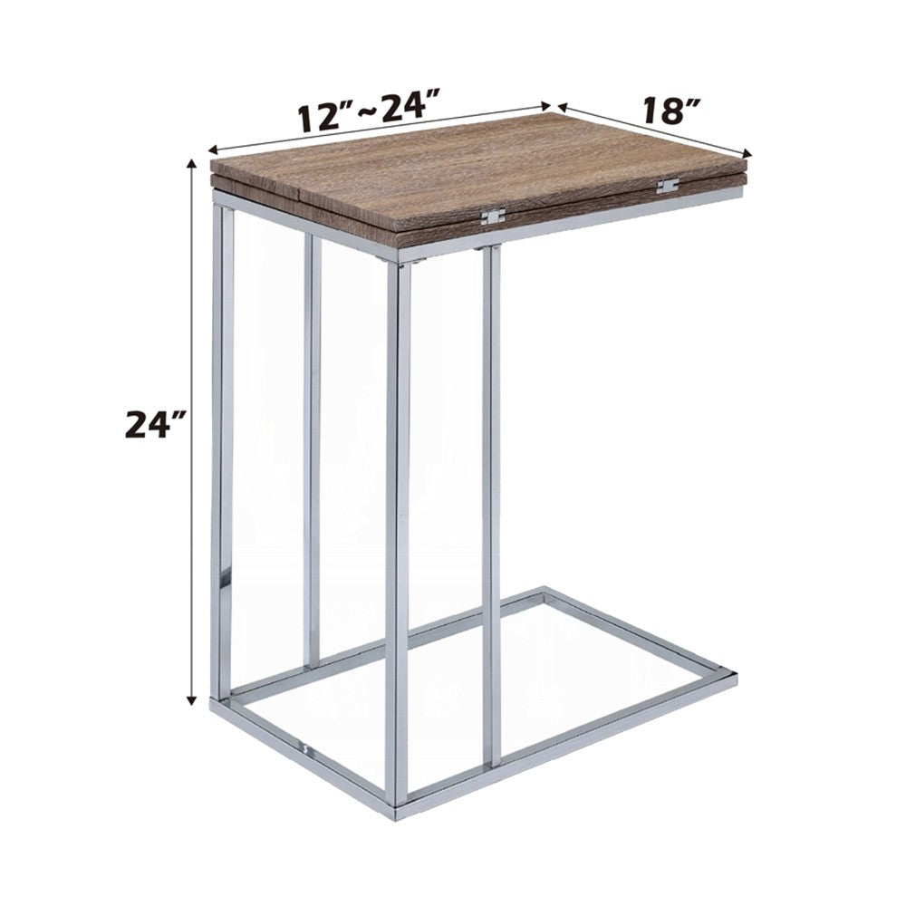 ACME Vogue Side Table, Weathered Oak & Chrome