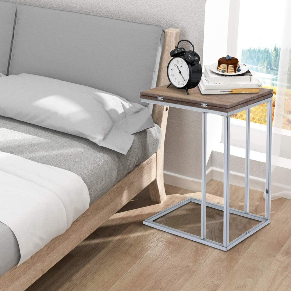 ACME Vogue Side Table, Weathered Oak & Chrome