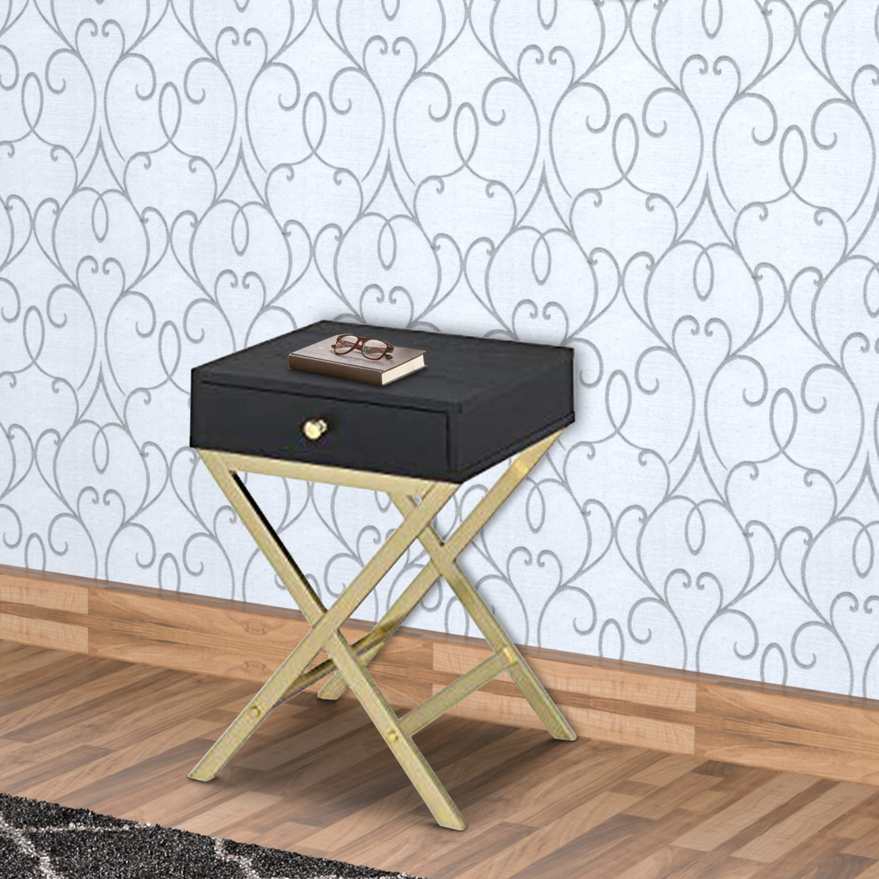 ACME Stylish Side Table, Black & Gold