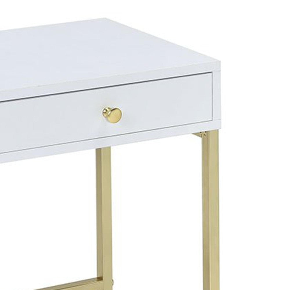 ACME Astonishing Side Table, White & Gold