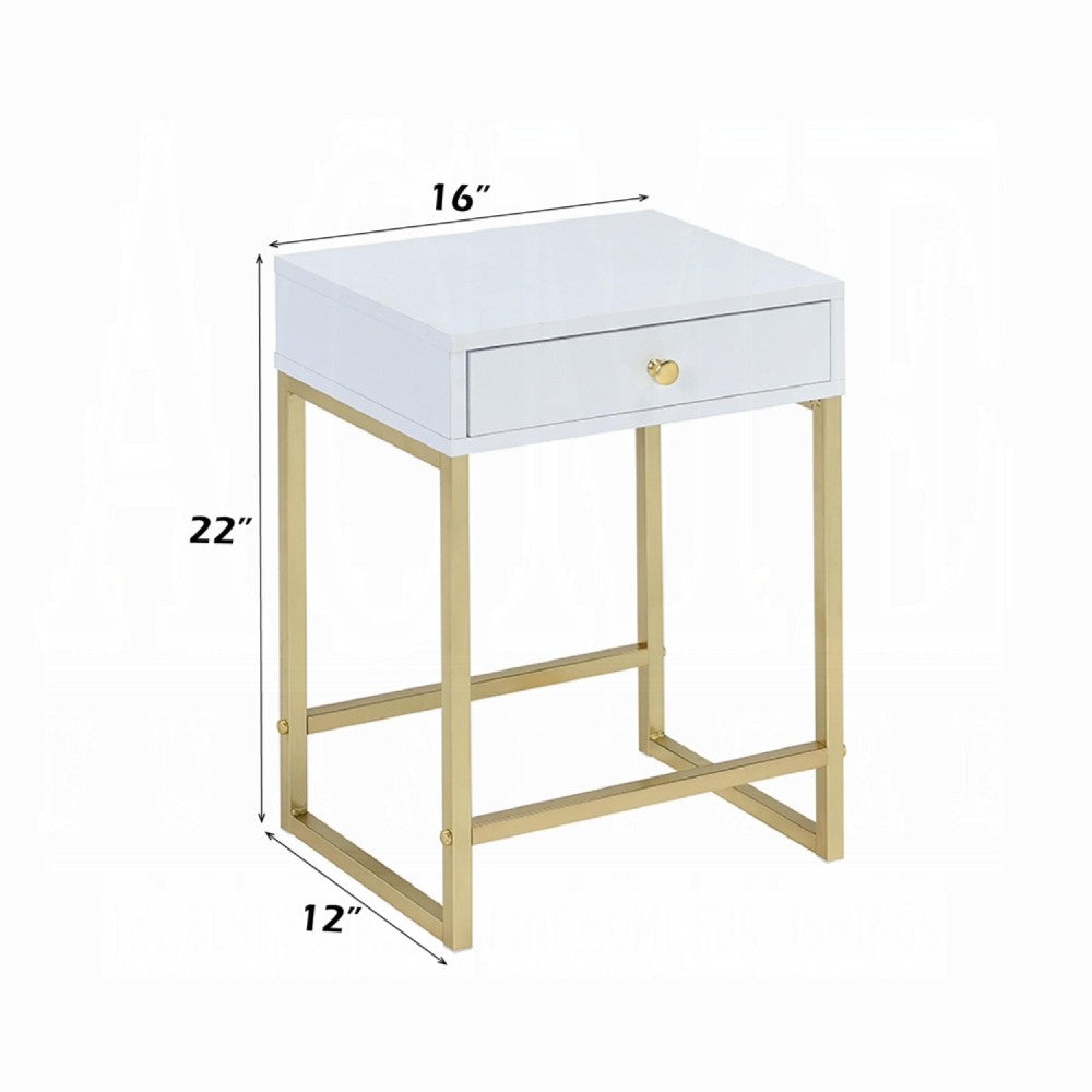 ACME Astonishing Side Table, White & Gold