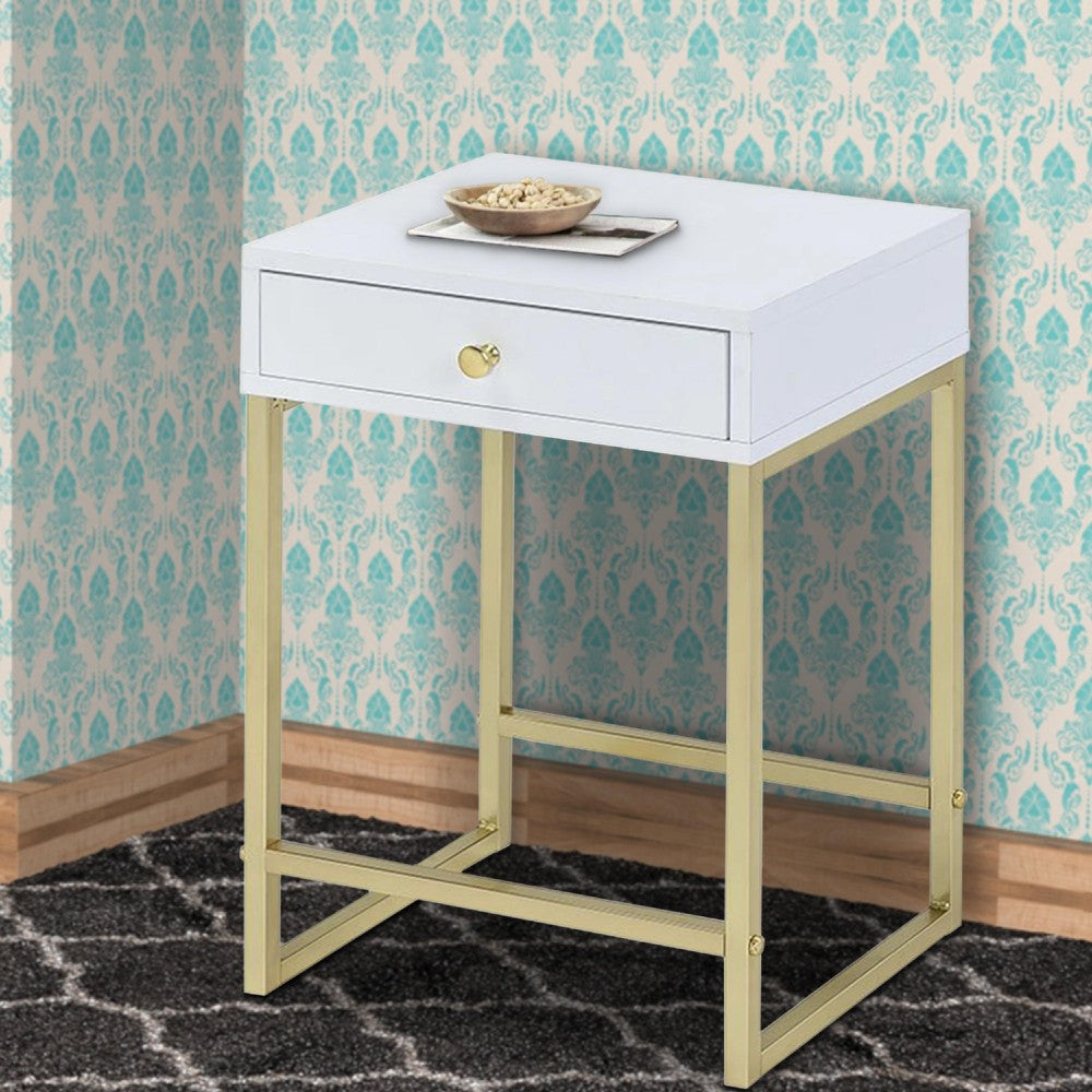 ACME Astonishing Side Table, White & Gold