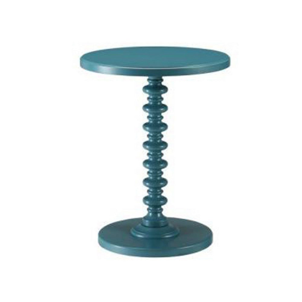 ACME Astonishing Side Table With Round Top, Teal Blue