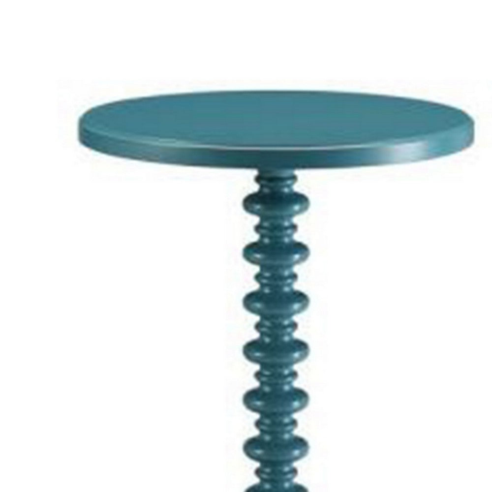 ACME Astonishing Side Table With Round Top, Teal Blue