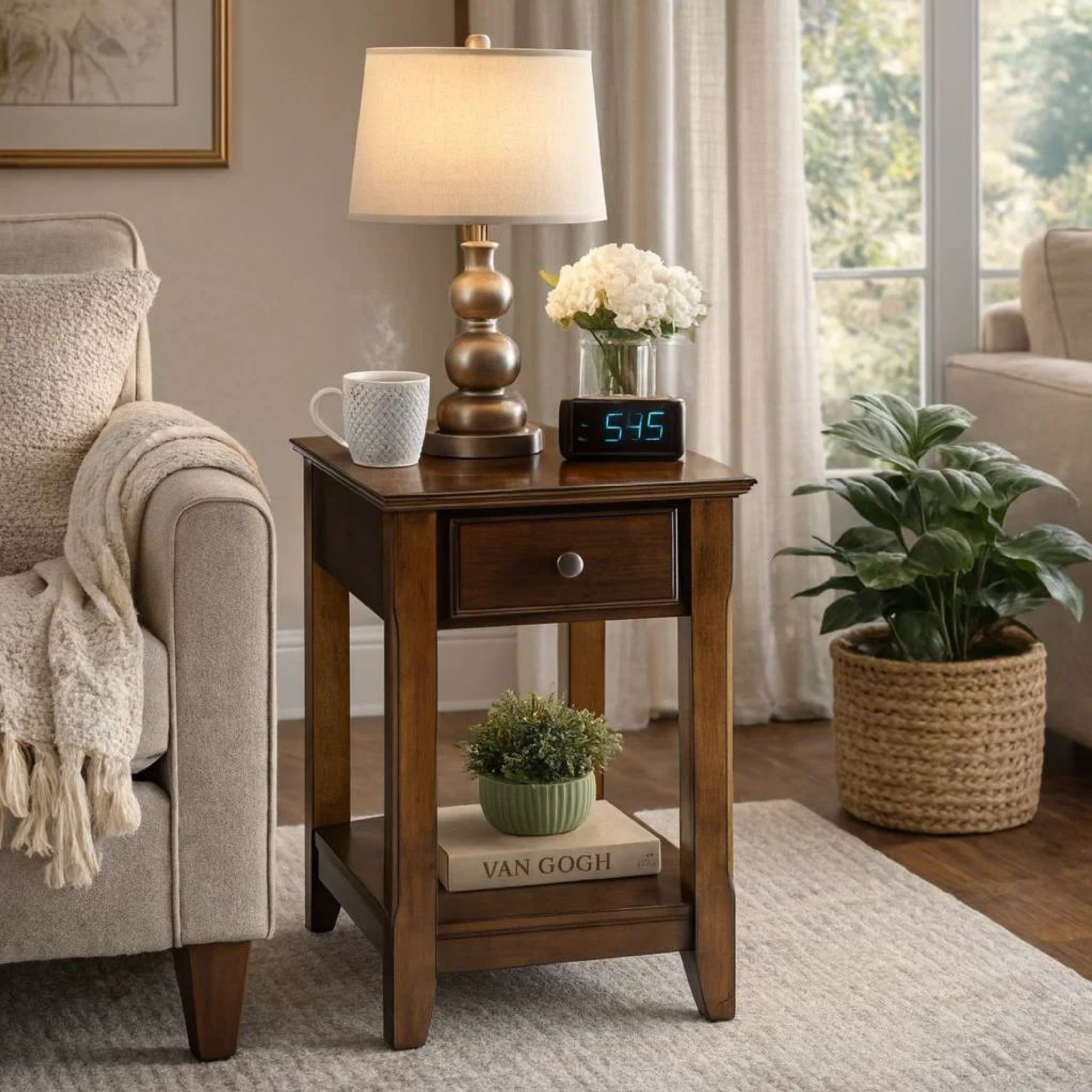 ACME Smart Looking Side Table, Walnut Brown