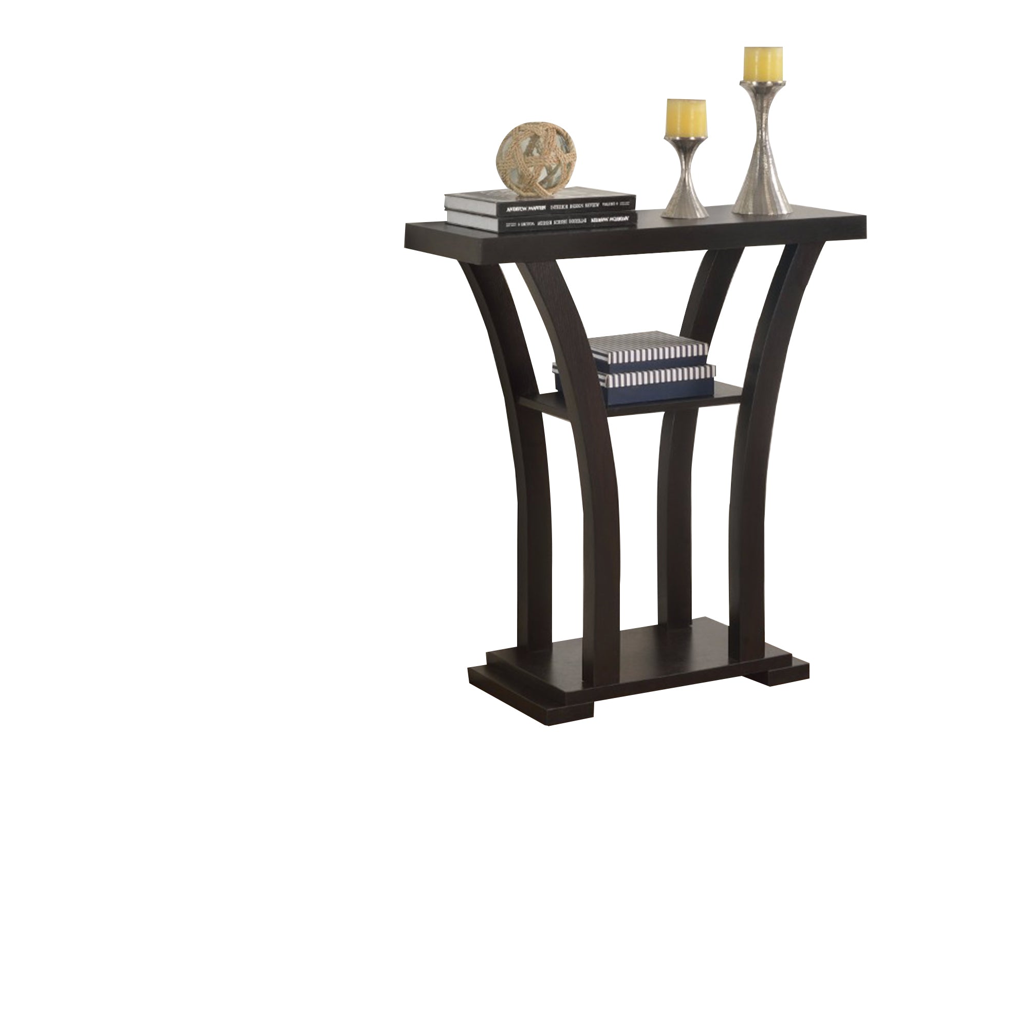 Crown Mark Wooden Console Table With 1 Shelf, Dark Espresso