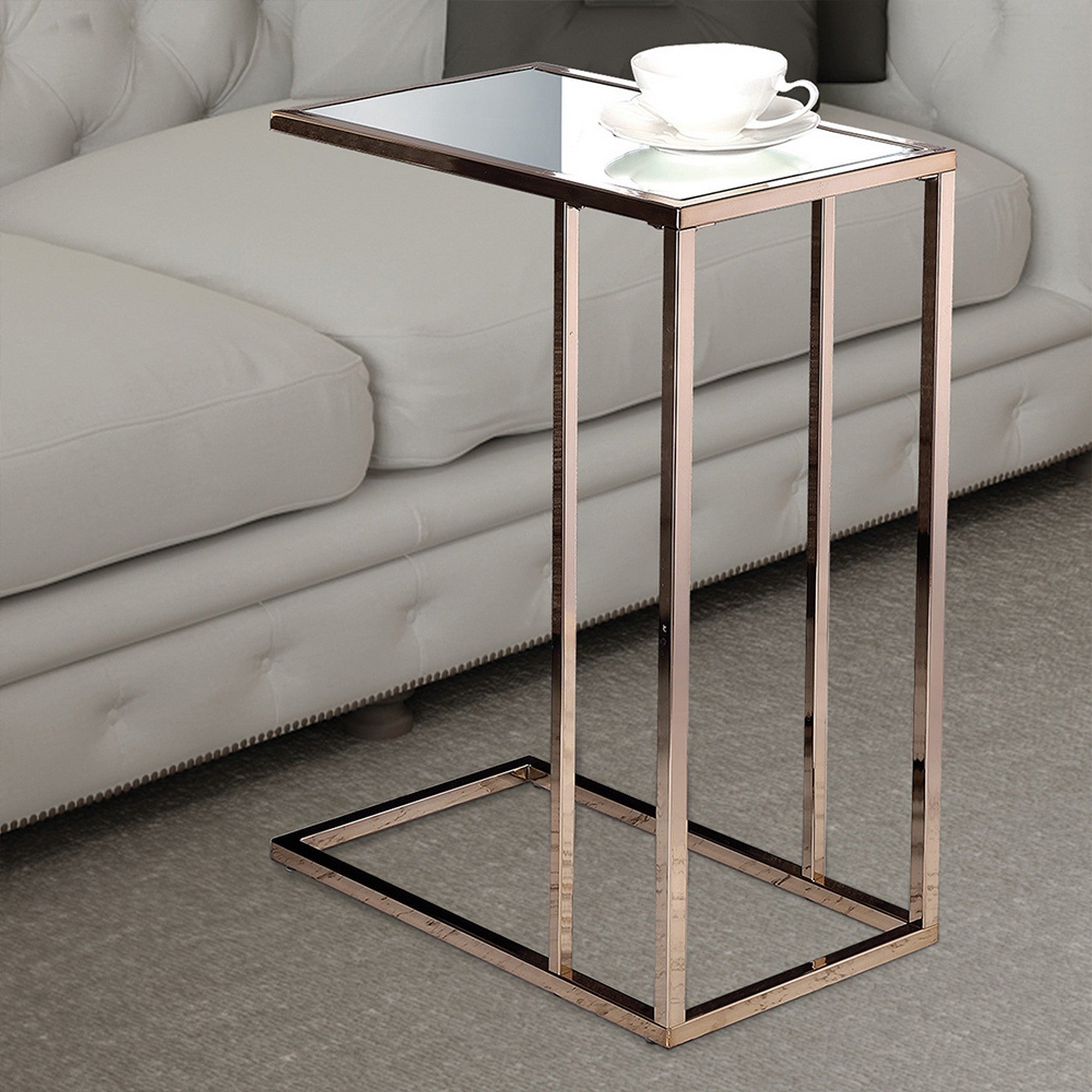 Crown Mark Minimalistic designed Wooden Chairside Table, Black