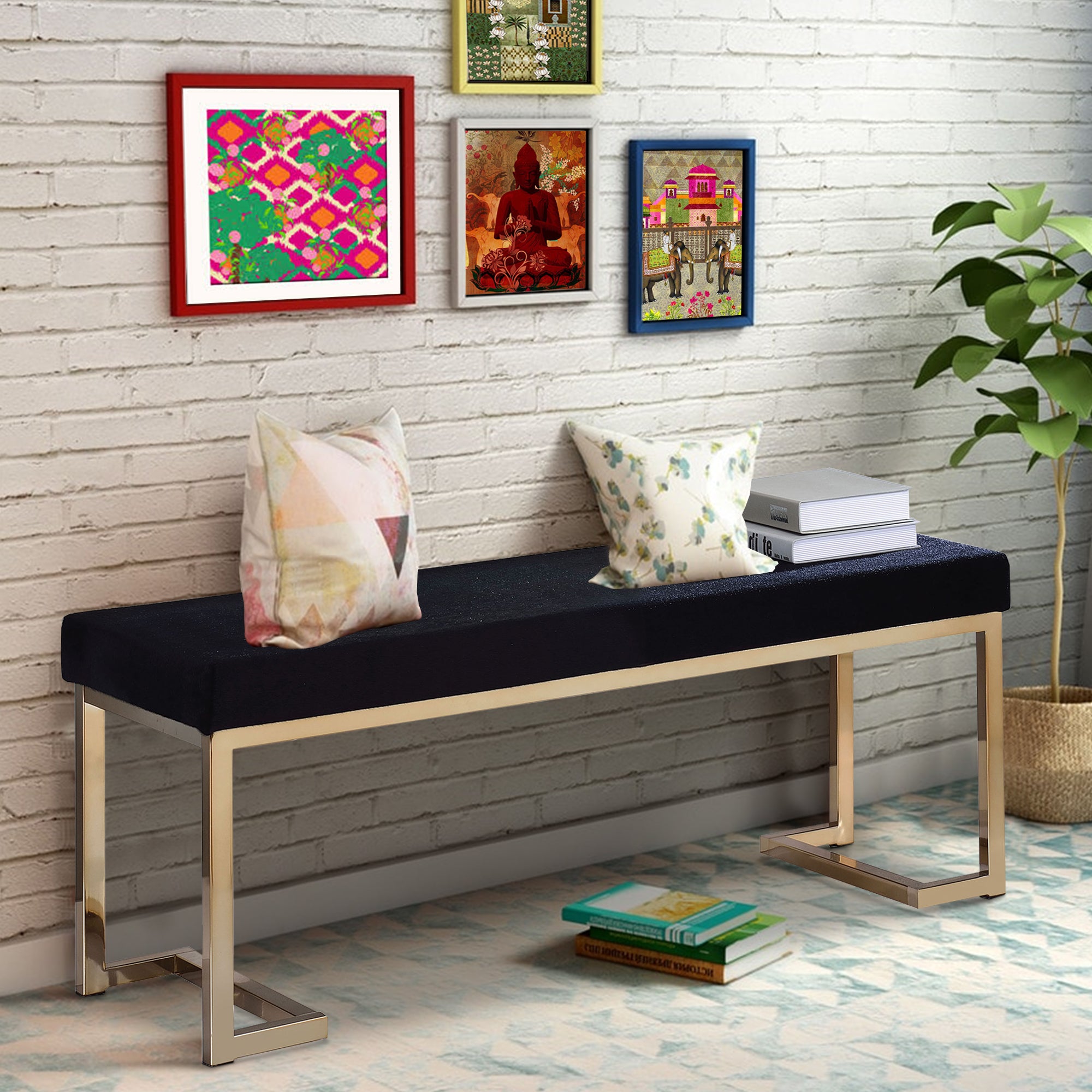 ACME Astonishing Bench, Black Fabric & Gold