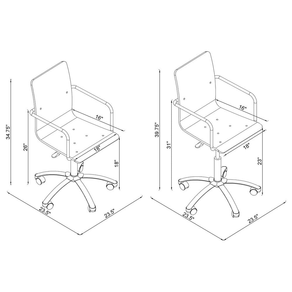 Coaster Modern Design Transparent Acrylic Adjustable Office Chair, Clear