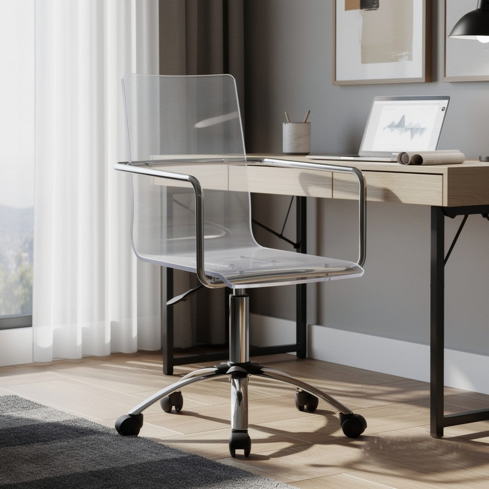 Coaster Modern Design Transparent Acrylic Adjustable Office Chair, Clear