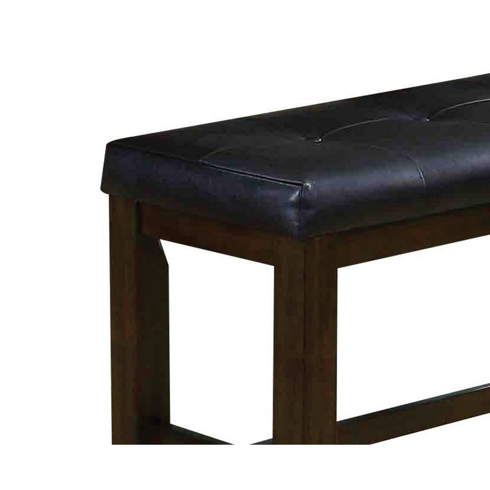 ACME Comfy Wooden Counter Height Bench, Black & Espresso Brown