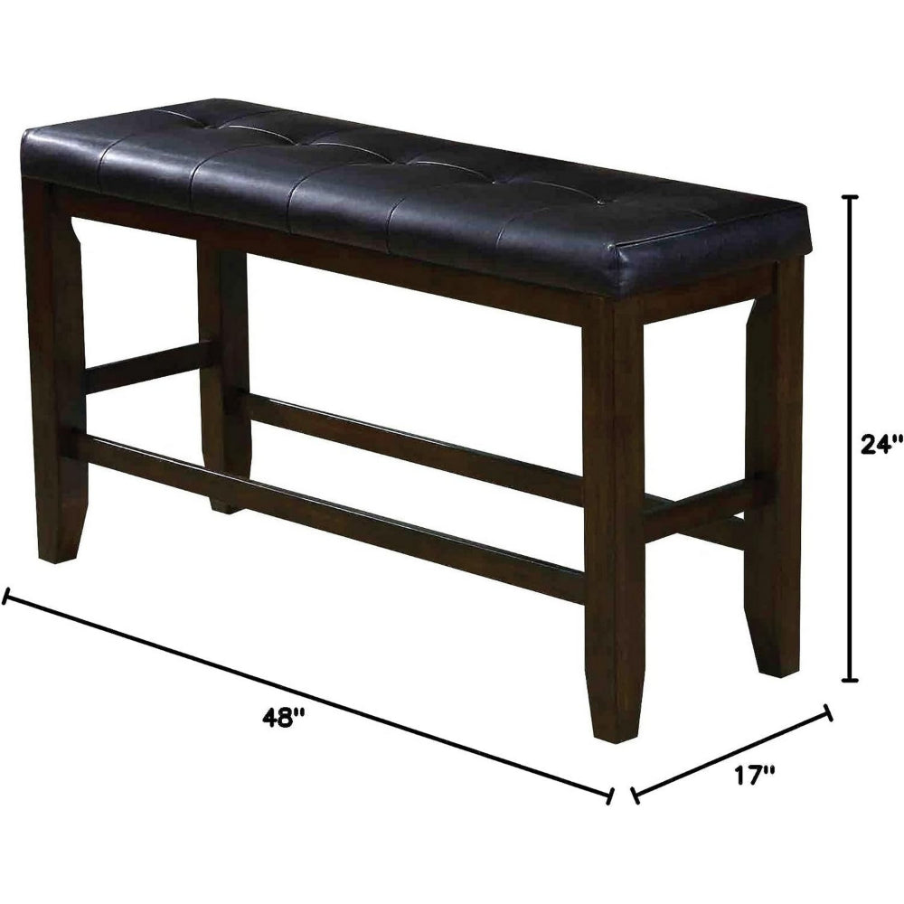 ACME Comfy Wooden Counter Height Bench, Black & Espresso Brown