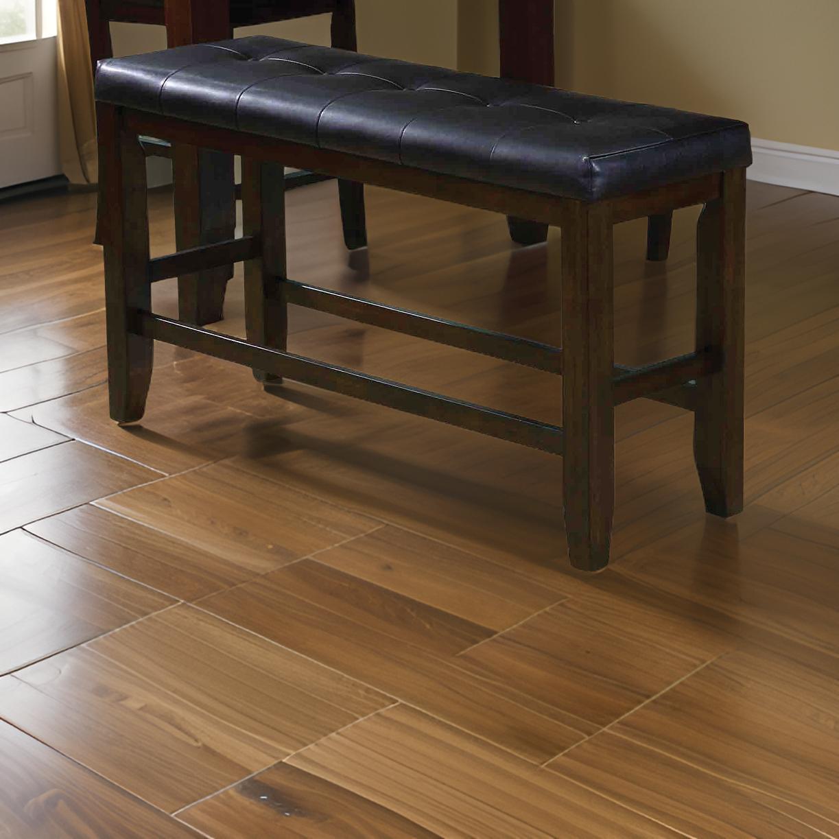 ACME Comfy Wooden Counter Height Bench, Black & Espresso Brown