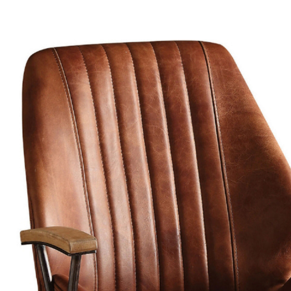 ACME Metal & Leather Executive Office Chair, Cocoa Brown