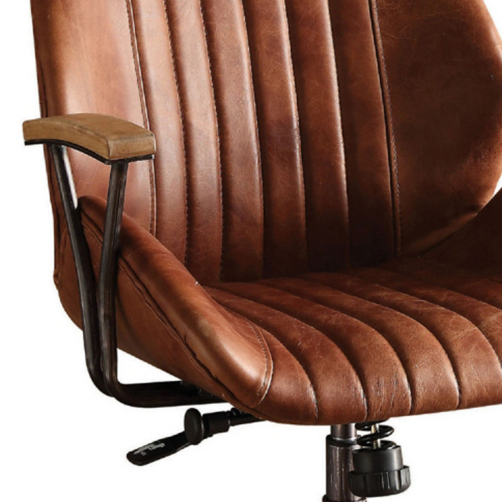 ACME Metal & Leather Executive Office Chair, Cocoa Brown