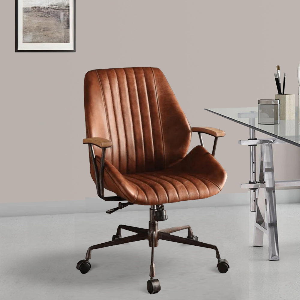 ACME Metal & Leather Executive Office Chair, Cocoa Brown