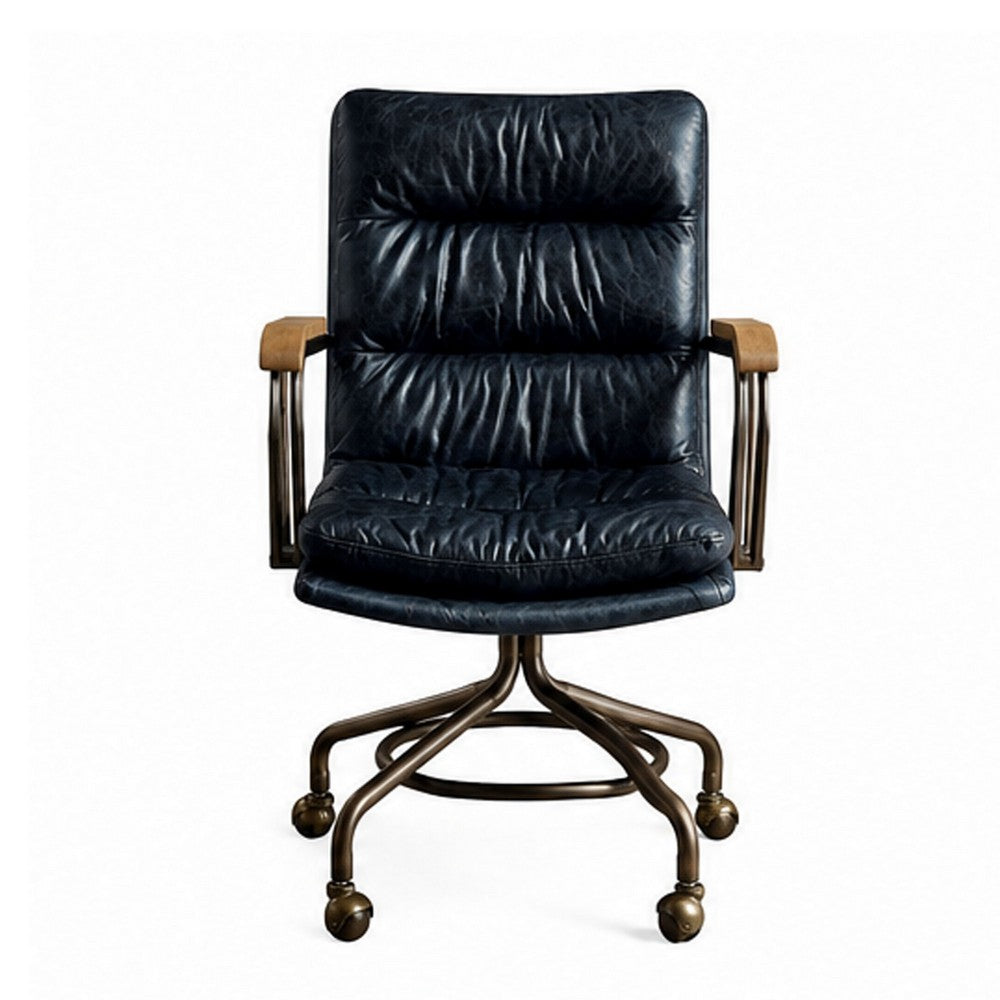 ACME Metal & Leather Executive Office Chair, Vintage Blue