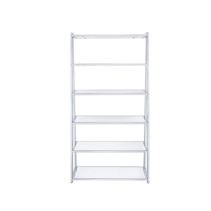 ACME Metal Rectangular Bookshelf, White High Gloss & Silver