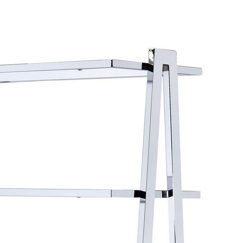 ACME Metal Rectangular Bookshelf, White High Gloss & Silver