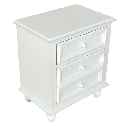 FOA Wholesale 28 Inch Bedside Nightstand, 2 Drawers with Classic Round Knobs, Handcrafted White Mango Wood