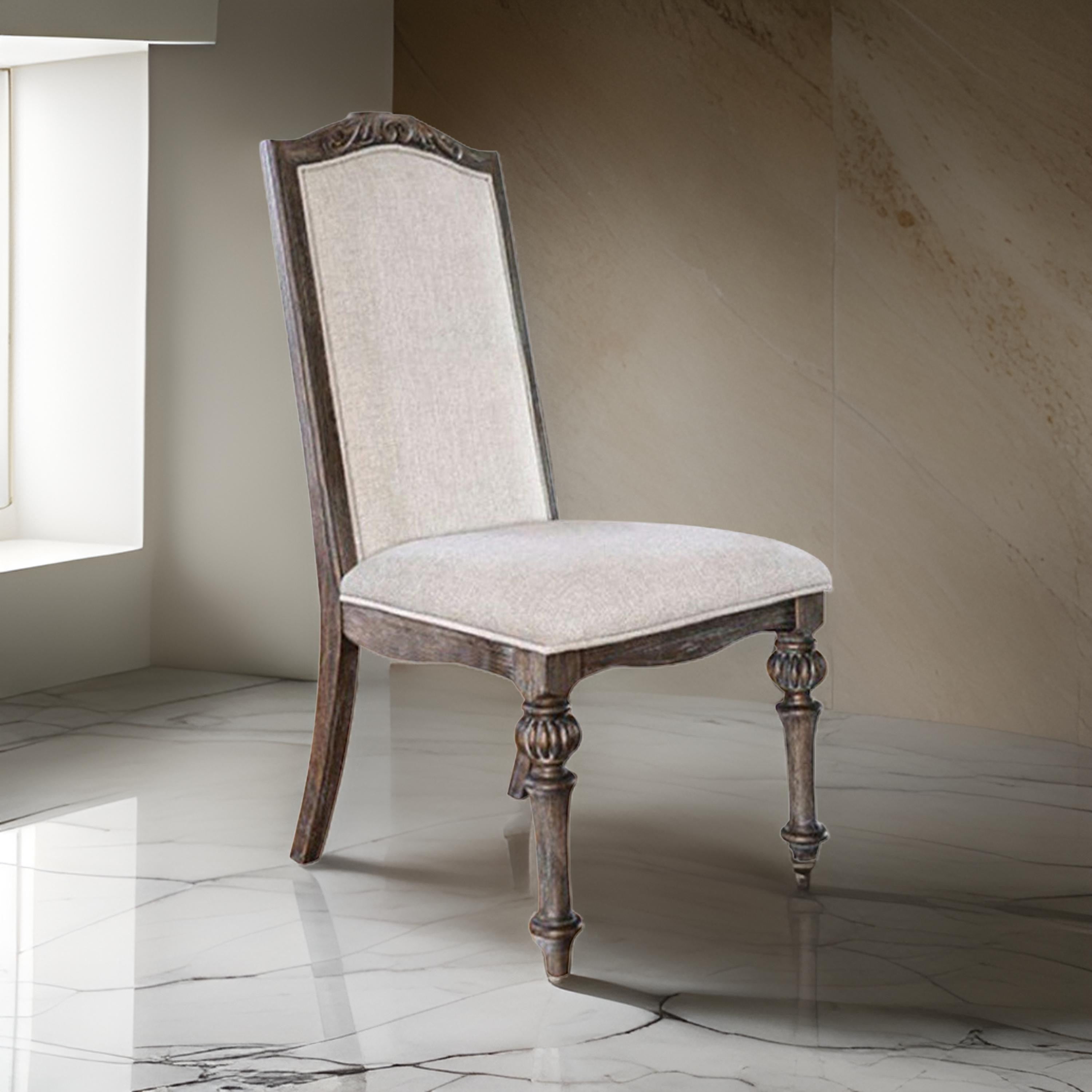 FOA Wholesale Fabric seat And Back upholstered Side chair, Rustic Brown, Pack of 2
