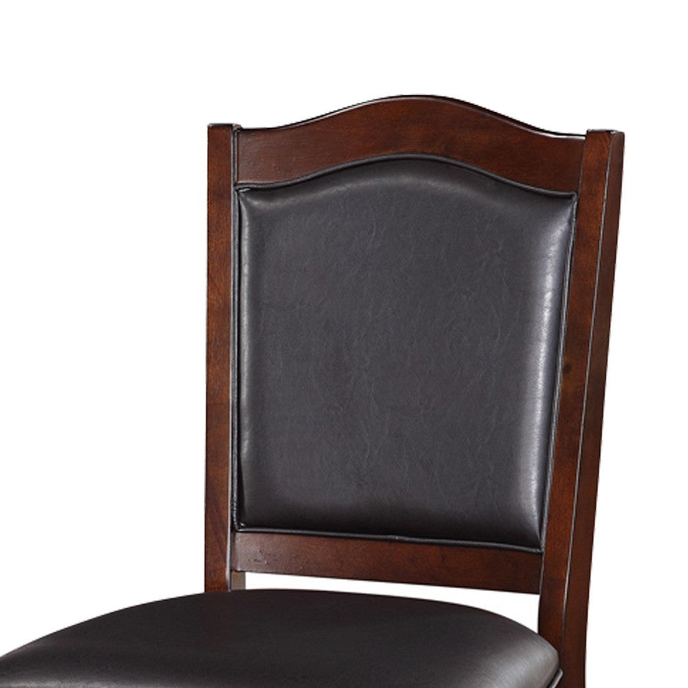 Poundex Wooden Armless High Chair, Espresso Brown & Black, Set of 2