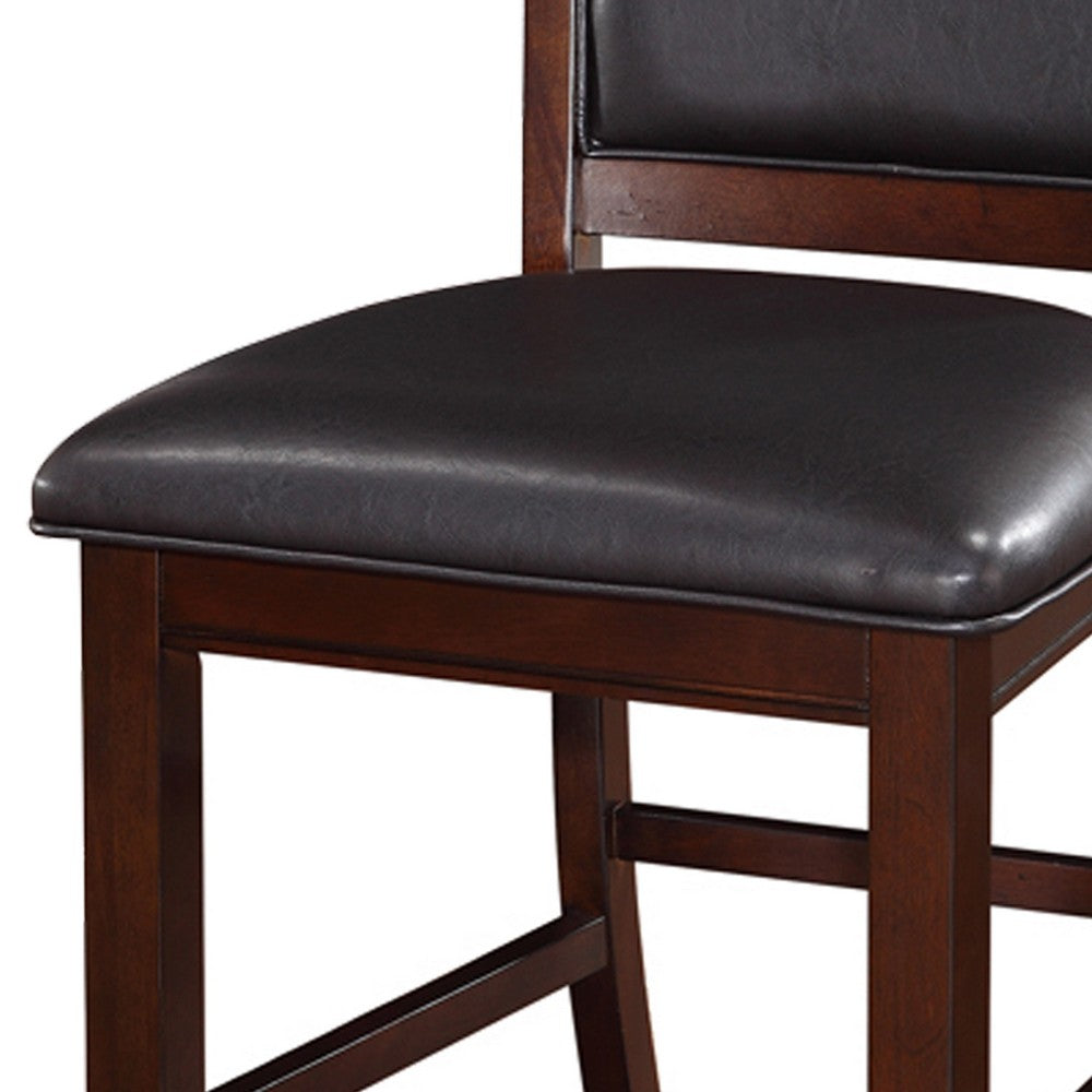 Poundex Wooden Armless High Chair, Espresso Brown & Black, Set of 2